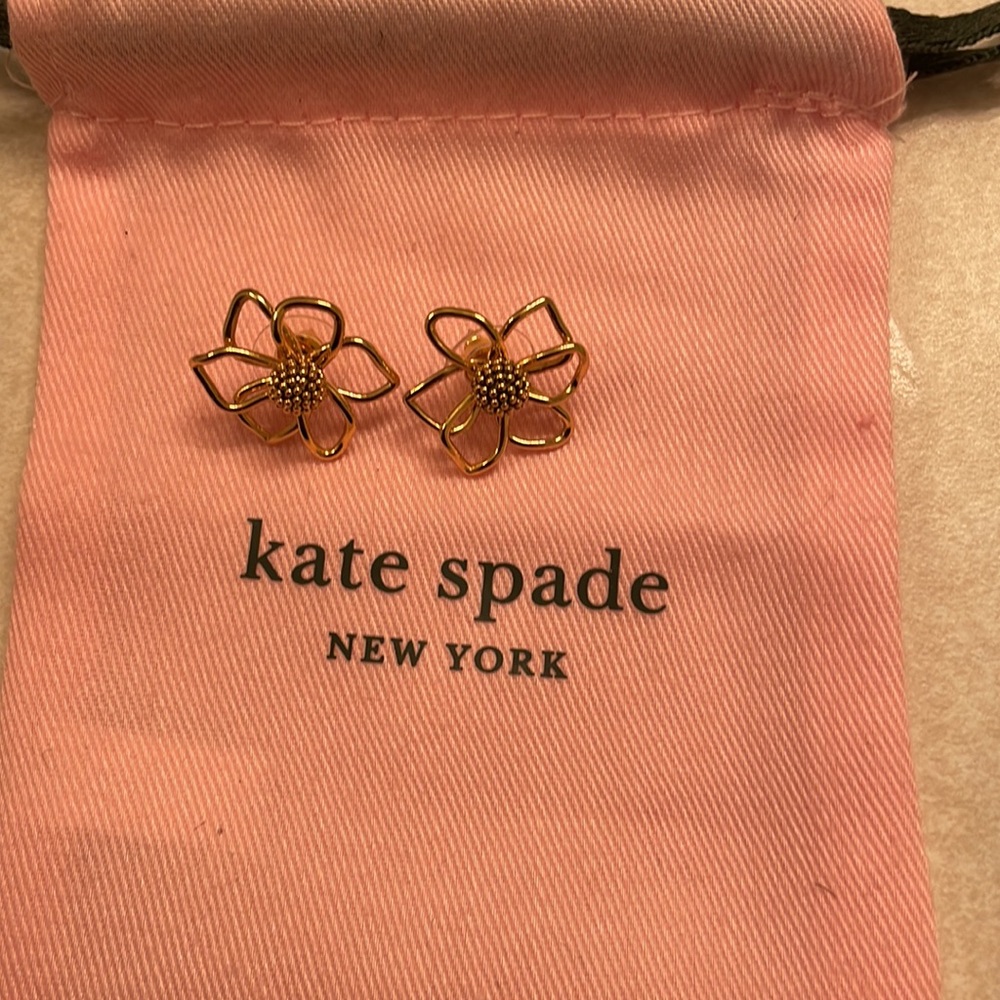Gold Kate Spade Flower Earrings